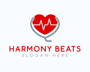 Heart Beat Stethoscope logo design