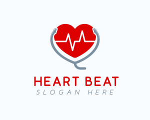 Heart Beat Stethoscope logo design