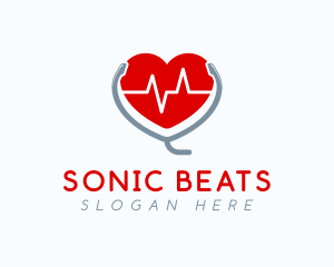 Heart Beat Stethoscope logo design