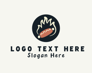 Grill - Flaming Hot Dog logo design