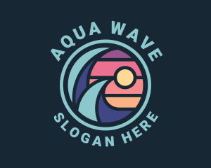 Surfing Sea Wave logo design