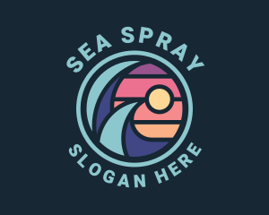 Surfing Sea Wave logo design