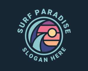 Surfing Sea Wave logo design