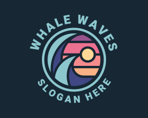 Surfing Sea Wave logo design