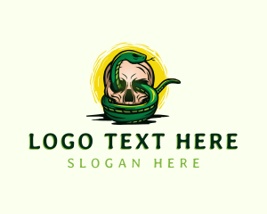 Skeleton - Skeleton Skull Snake logo design