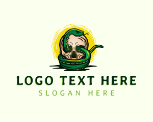 Coiled - Skeleton Skull Snake logo design