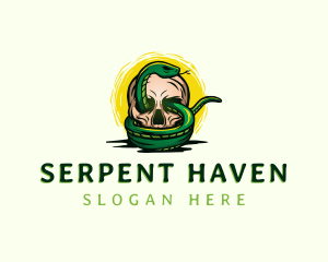 Skeleton Skull Snake logo design