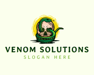 Skeleton Skull Snake logo design