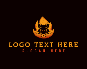 Barbecue - Fire Pork Barbecue logo design