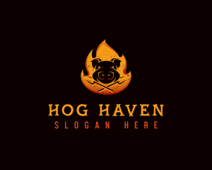 Hog - Fire Pork Barbecue logo design