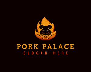 Pork - Fire Pork Barbecue logo design