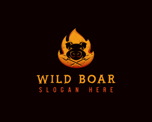 Boar - Fire Pork Barbecue logo design