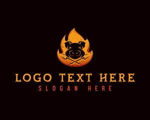 Hog - Fire Pork Barbecue logo design