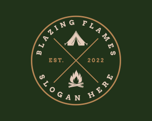 Camping Bonfire Tent logo design