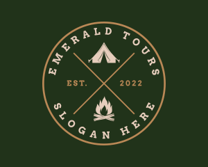 Camping Bonfire Tent logo design