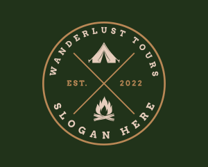 Camping Bonfire Tent logo design