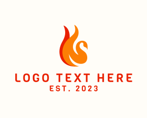 Fire - Flaming Swan Bird logo design