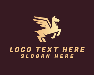 Gold - Golden Winged Pegasus logo design