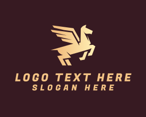 Equestrian - Golden Winged Pegasus logo design
