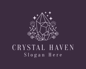 Crystals - Flower Crystal Gemstone logo design