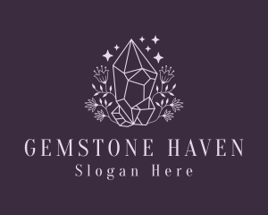 Flower Crystal Gemstone logo design