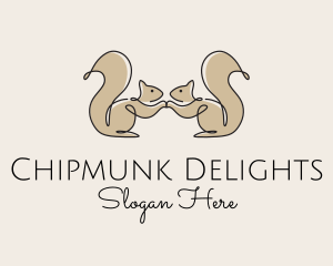 Chipmunk - Twin Squirrel Scribble logo design