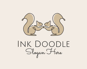 Scribble - Twin Squirrel Scribble logo design