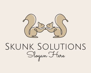 Twin Squirrel Scribble logo design