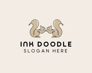 Twin Squirrel Scribble logo design