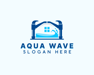 Water - House Water Faucet logo design