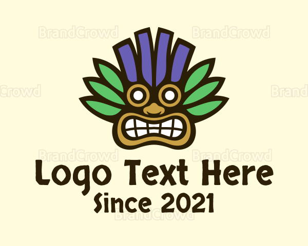 Aztec Tropical Tribal Mask Logo