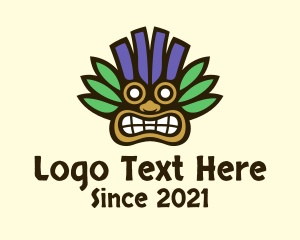 Mayan God - Aztec Tropical Tribal Mask logo design