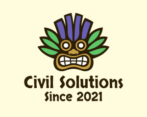 Aztec Tropical Tribal Mask logo design