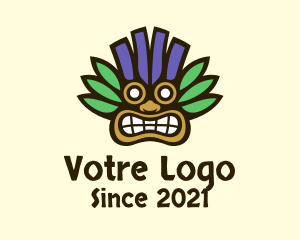 Native - Aztec Tropical Tribal Mask logo design