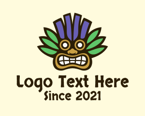 History - Aztec Tropical Tribal Mask logo design