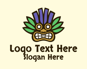 Aztec Tropical Tribal Mask Logo