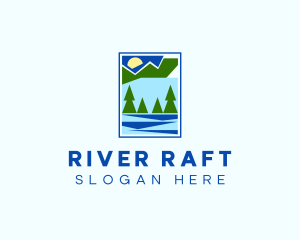 Nature Pine Tree River logo design