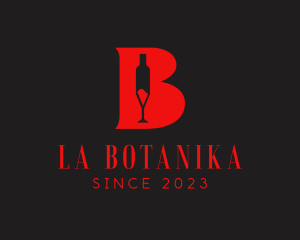 Wine Bottle - Red Bar Letter B logo design