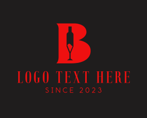 Liquor Bar - Red Bar Letter B logo design