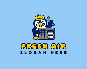 Penguin HVAC Repair logo design