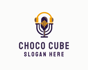 Singer - Headphone Microphone Podcast logo design