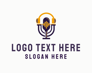 Sound Editor - Headphone Microphone Podcast logo design