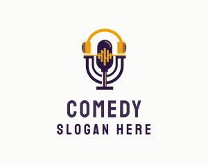 Headphone Microphone Podcast logo design