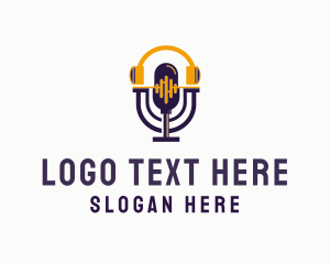 Voice Actor - Headphone Microphone Podcast logo design