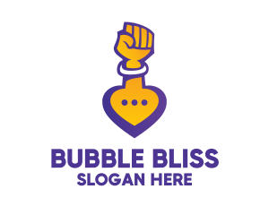 Raised Fist Speech Bubble logo design