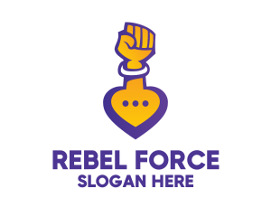 Resistance - Raised Fist Speech Bubble logo design