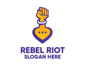 Protest - Raised Fist Speech Bubble logo design