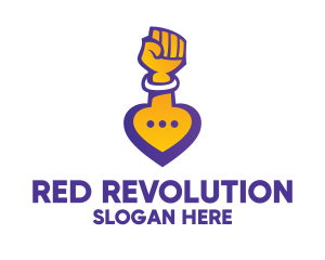 Raised Fist Speech Bubble logo design