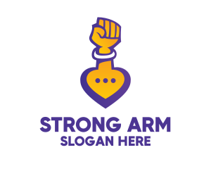 Arm - Raised Fist Speech Bubble logo design