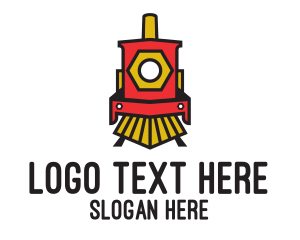 Tram - Red Locomotive Train logo design